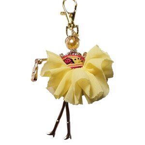 Charm Doll Purse Tassel Key Chain Necklace Pendant Yellow pearl yellow skirt